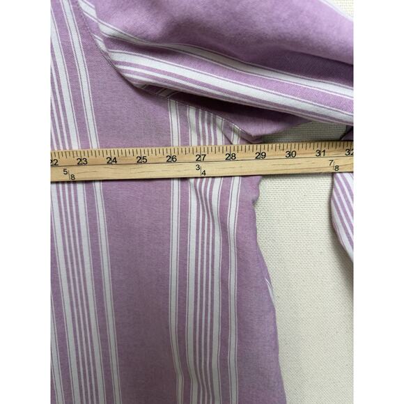 Woman Within Plus Sz 2X Tunic Top 1/4 button Up long sleeve Lavender White - Picture 11 of 13